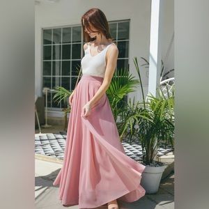 NWT Morning Lavender Amelia full maxi skirt, Rose, Small